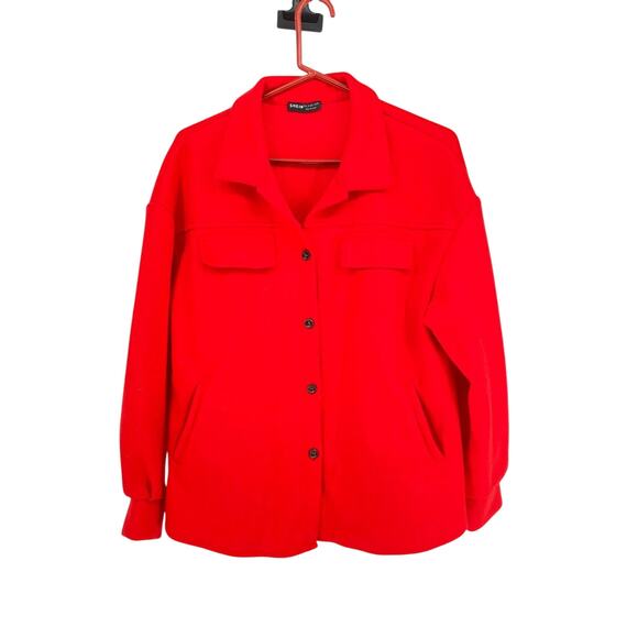 Shein Red Women's Button Up Jacket - Double‎ Pocket - Size 8/10 - Picture 1 of 5